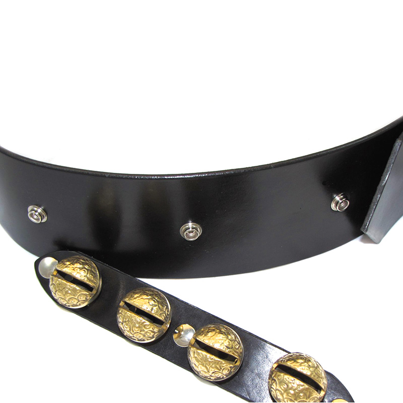 Santa Claus Belt (Black w/Brass Bells) - Irish Leather Works